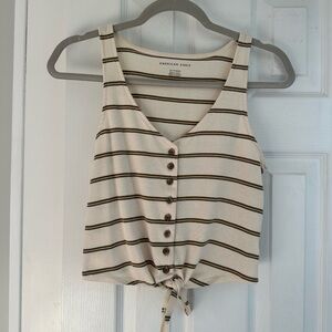 American Eagle Striped Cream Tank Top
